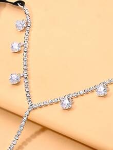 1件镶钻菱形设计内衣，女士日常百搭单品 - STL3892銀色 - 查看 5