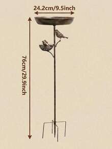 76cm High 24.2cm Diameter Vintage Copper-Color Iron Bird Bath, Decorated With Bird And Branch Relief, Suitable For Outdoor Garden Decor, Bird Feeding And Drinking - T-tK93 - View 16