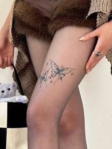 Pantimedia de primavera, verano y otoño con lazo y mariposa, estilo sexy y subcultura Y2K para chicas - Multicolor - Ver 4