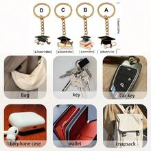 Llavero de graduación de aleación con sombrero de doctor, regalo de vuelta a la escuela, colgante inspirador para estudiantes, adorno para coche y teléfono - Multicolor - Ver 1