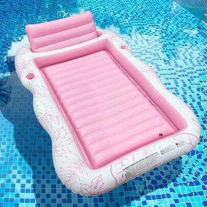 1pc Inflatable Water Lounge Chair, PVC Material With Backrest And Cup Holder, Suitable For Outdoor Beach And Pool Activities, Relaxing Water Floating Chair