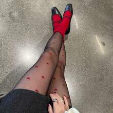 Women's Casual Transparent Stockings With Cute Heart Design, Fashionable & Versatile Pantyhose - Multicolor - View 2