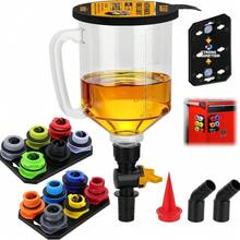 18-Piece Engine Oil Funnel Kit, 1.59QT/1.5L Automotive Oil Funnel Set With 12 Adapters, Elbow Fitting, Arrow Screen And Magnetic Storage Hooks Tray, Compatible With GM, Audi, Land Rover Etc - Default - View 1