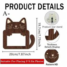 1pc Cute Animal Wooden Photo Frame, Cat & Bear Shaped Creative Wooden Frame, Home Desktop Decor - 1PC - View 11