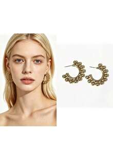 4/16件套时尚新款耳环套装，适合日常及节日佩戴，采用ABS树脂材质，UV镀层不褪色金色饰面 - 金色 - 查看 5