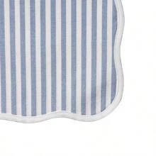Striped Cotton Scallop Table Placemat, Blue And White, 20" X 14" - mặc định - Xem 5