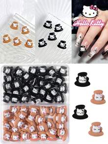 SANRIO 三麗鷗 2格 60入 Hello Kitty 卡通美甲裝飾套組，2款可愛系列 Hello Kitty 貓咪設計美甲 DIY 迷你水鑽平底裝飾 - 彩色 - 查看 8