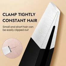 Stainless Steel Black Eyebrow Tweezer With Slant And Flat Point Beauty Tools For Eyelash Tweezer & Ingrown Hair Removal - Black - View 2