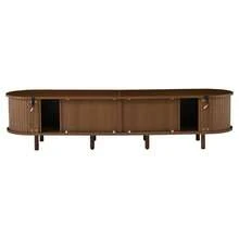 Oval TV Stand 170 X 40 X 40 Cm, TV Table, TV Cabinet With 2 Rattan Design Drawers, 2 Sliding Doors, Low Table And TV Table For TVs Up To 70 Inches, TV Board And TV Chest, Walnut. - Brown - View 10