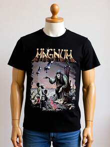 Camiseta de hombre con estampado de portada de disco de cuentacuentos vintage, de ajuste clásico, de algodón suave y transpirable, para conciertos y uso diario, edición coleccionista de camiseta de banda de heavy metal, para verano, tops, camiseta, cárdigan, parte superior de verano, ajuste estándar, para todas las estaciones - Negro - Ver 6