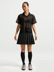 Nike Chân váy xếp ly thể thao nữ, chân váy tiêu chuẩn mùa hè mới bằng vải taffeta thêu họa tiết IF0590-010 - màu đen - Xem 5