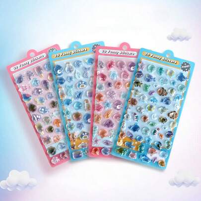 3D立体海洋主题贴纸，防水可重复使用，适用于笔记本电脑、手机、水瓶、笔记本和吉他，色彩缤纷的游戏风格设计，可爱的游戏配件，是冬季和新年的完美之选。