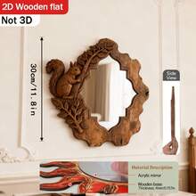 1 chiếc gương trang điểm treo tường bằng gỗ in hình sóc, gương treo tường in hình sóc, thích hợp trang trí phòng khách, phòng ngủ, phòng tắm, quà tặng sáng tạo. - 1PC - Xem 2