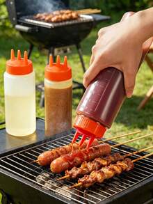 Inverted Squeeze Bottle Multi-Function Kitchen Squeeze Bottle - PVC-Free Large Nozzle Dispenser Bottle Refillable For Sauces And Syrups, Suitable For Kitchen And Restaurant, Leak-Proof Self-Sealing Design, Ketchup Condiment Bottle - Multicolor - View 3