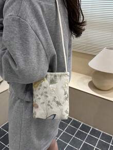 迷你蕾丝单肩包、腋下包、个性纹理极简包、优雅派对包、蕾丝春夏手提包、时尚休闲女士手机包，饰有蕾丝，可装手机和零钱，适合购物 - 米色 - 查看 4