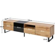 Modern TV Stand With Black And Wood Design: Ample Storage Space, Robust Construction. - Khaki - View 8