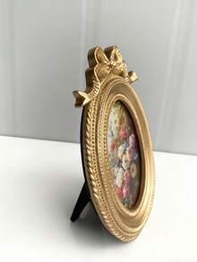 1pc Vintage European Style Golden Lace Oval Photo Frame, Includes Random Inner Lining Paper, European Palace Style Decorative Photo Frame, Home Decor Photo Display - Multicolor - View 6
