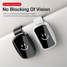Car Sunglasses Clip - ABS Plastic Easy Installation Fits All Models, White Smiling Face Design Safety Sun Visor Accessory | Minimalist Sunglasses Clip | Glossy Eyeglass Frame Clip - A - View 11
