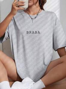 Oversized T-Shirt, Overtec, , Awesome, Funny Phrase, Meme, Street Style, Loose, Oversized Sweatshirt - 灰色 - 查看 2