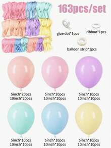 163pcs Pastel Macaron Color Balloon Arch Set, Suitable For Birthday Party, Baby Shower, Christening, Gender Reveal And Wedding - A-1 - View 5