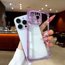 1 chiếc ốp lưng TPU trong suốt mạ điện, chống rơi vỡ bốn góc, tương thích với iPhone 17 Pro Max/17 Air, 11, 15 Pro Max, 14 Pro Max/Tương thích với Galaxy S25 Ultra, S2 FE, SAM A25, A56/Tương thích với Honor/Tương thích với Redmi Note 13 Pro/12C/13C/14C/Note 14, phiên bản quốc tế, không phải phiên bản nội địa. - Hoa anh đào tím - View 3