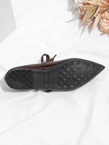 Women's Pointed Toe Bow Slip-On Shoes - Brown - View 6