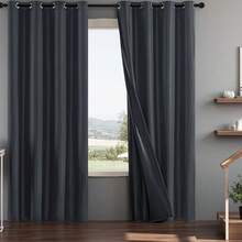 1 pièce Rideau isolant thermique noir opaque minimaliste moderne, design à œillets en haut pour un accroché facile, lavable, convient pour la chambre à coucher, le salon, le balcon, le dortoir, les fenêtres du sol au plafond, les baies vitrées - Noir 1 pièce - Voir 3