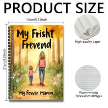 100-Page Spiral Bound Notebook With Warm Mother-Daughter Illustration Cover, Suitable For Work, Study, School Notes, Graduation & Birthday Gift, Diary, Daily Planner - H - View 2