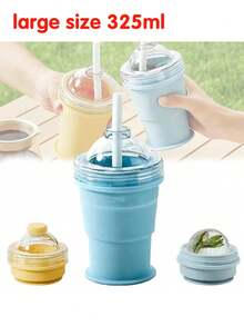 1pc Portable Foldable Ice Ball Cup, Reusable Collapsible Travel Cup With Straw, Heat-Resistant Lightweight Easy-Clean Beverage Container, Suitable For Hiking, Camping, Office, Travel, And Daily Use - Multicolor - View 9
