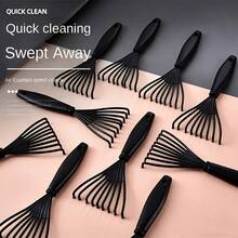 10pcs Mini Plastic Comb Cleaning Brush, Built-In Bristle Remover Tool With Handle, Home Comb Cleaning Brush, Beauty Tool Accessory - Black - View 1