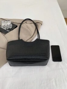 Túi xách cỡ lớn dành cho nữ, mẫu mới về, kiểu dáng tối giản, thích hợp cho công sở. - màu đen - Xem 4