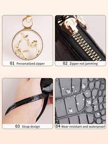 9件套双头化妆刷套装 - 大号散粉刷 + 细节眼影刷 + 轮廓腮红刷，配3个三角形化妆海绵，装在鳄鱼纹收纳袋中，化妆刷套装 - 彩色 - 查看 9