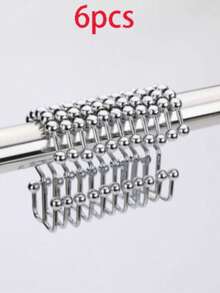 12 móc treo rèm tắm bằng kim loại chống gỉ, kiểu trượt đôi, thích hợp cho thanh treo rèm tắm trong phòng tắm. - Bạc - Xem 13