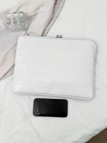 Solid Color Floral Minimalist Luxury Multi-Size Notebook, Tablet, Laptop Sleeve Laptop Case Laptop Bag Computer Case For Women Computer Bag Portable Laptop Cover Travel Essentials - White - View 4