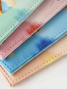 1Pc Cute Cartoon Passport Card Holder Bag Mountain Camel City Scenery Large Capacity Multifunctional Simple And Fashionable Card Bag Retro And Exquisite - Multicolor - View 6