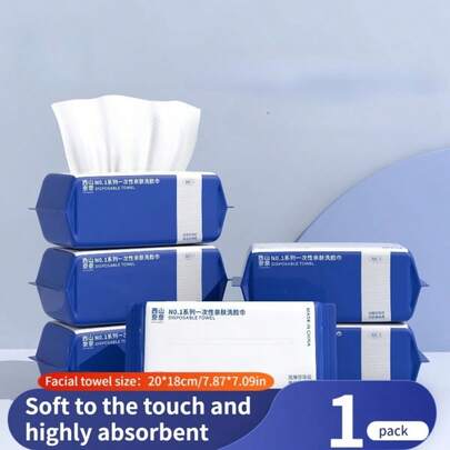 [Thickened Pullout] Disposable Facial Tissues, Salon Exclusive, Dry & Wet Use, For Facial Cleansing And Makeup Removal, Soft Cotton, Lint-Free, 60pcs Portable Pack, Ideal For Slouchy People.