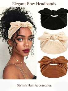 1-Piece Set Of Wide Elastic Headbands (With Bunny Ear Accents) - Casual, Everyday Hair Accessories, Headwraps, And Sweatbands. A Perfect Christmas Gift For Women, Suitable For The Gym, Workouts, Running, And Daily Wear. An Ideal Choice For Styling With Vacation Outfits, Elegant Scarves, And Headwrap Looks During The Autumn And Winter Seasons.,Travel,Party - Multicolor - View 2