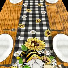 1pc Spring Sunflower Table Runner, Farmhouse Rustic Decor For Kitchen, Dining Table Decoration For Spring, Summer, Autumn - Black and Yellow - View 3