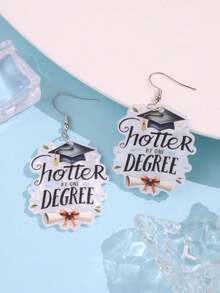 1 Pair Graduation Season Fashion Personalized Elegant High-End Interesting Text Bow Scroll Certificate Acrylic Dangle Earrings, Women Daily Holiday Party Gift Jewelry - Multicolor - View 3