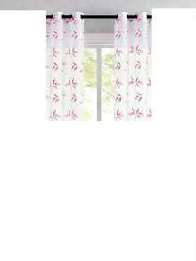 2 buah Tirai Tipis Bordir Putih - Motif Bunga, Tirai Voile Bordir Elegan untuk Dekorasi Ruang Tamu dan Kamar Tidur dengan Lubang Pengait - Berwarna merah muda - View 27