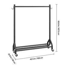 Kleiderständer Garderobenständer rollbar mit Kleiderstange & seitlichen Haken, bis 90 kg belastbar, robuster Kleiderständer aus Karbonstahl ideal für Schlafzimmer Waschküche Wohnzimmer - 90 kg Belastbar - Übersicht 11