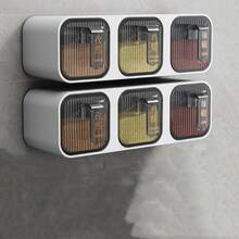 1pc Wall-Mounted Hole-Free Spice Rack, Multi-Layer Grid Kitchen Spice Storage Box - Multicolor - View 12