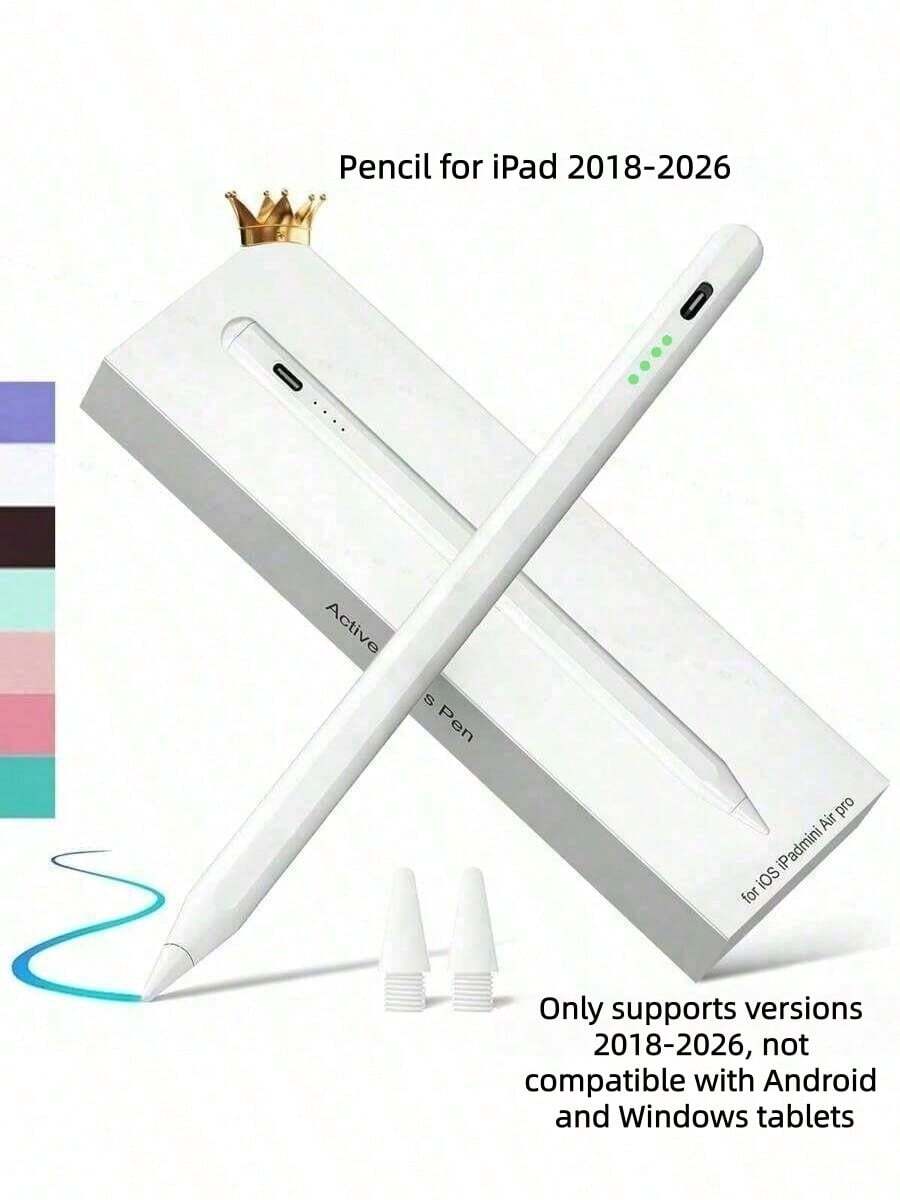 1 bút cảm ứng tương thích với Apple Pencil 2018-2024, pin Li-Ion 120 mAh, sạc nhanh hơn, chống chạm nhầm, cảm ứng độ nghiêng, tương thích với Apple Pen, bút cảm ứng tương thích với iPad 10th/9/8/7/6th, Pro 11/12.9/13/Inch M4, iPad Air 3/4/5/M2, Mini 5/6 [Không có chức năng sạc từ tính]