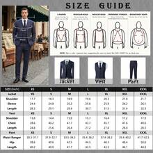 3 Pieces Mens Suits Pinstripe Suit Slim Fit Casual Dress Suits For Wedding Party Blazer+Vest+Pants, Men's Formal Business Commuting Suits With Waistcoat - 黑色 - 查看 7