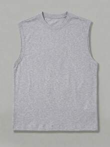 Bộ đồ nam mùa hè cổ tròn, kiểu dáng thường ngày gồm áo tank top và quần short. - Màu Xám nhạt - Xem 3