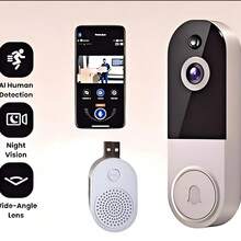 500M Long Range Wireless Intercom Doorbell, Wireless Doorbell Chime For Villa Yard, Wireless Doorbell Camera With Two-Way Audio And Night Vision, Suitable For Indoor And Outdoor Use - Multicolor - View 10