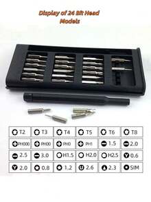 24-In-1 Precision Screwdriver Set, Multifunctional Smartphone And Tablet Disassembly And Repair Tool, Aluminum Alloy Material, Enhanced Magnetism, Non-Rechargeable - Includes Various Screwdriver Bits - A- Upgraded Version 1pc - View 6