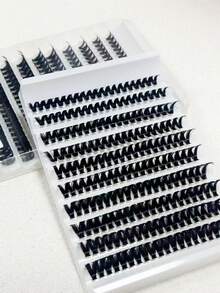 200/400片簇状假睫毛，10-18mm混合D型卷翘加长单根假睫毛，DIY嫁接假睫毛，自然效果专业化妆工具，8-12mm DIY簇状假睫毛，簇状假睫毛，单根假睫毛，Y2K风格，节日假睫毛，假睫毛，簇状假睫毛 - D - 查看 3