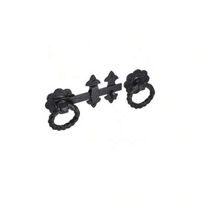 Twisted Ring Gate Latch Blk Antique 210mm Old Hill Garden Cottage + Fixings