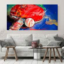 2D Plano, 2D Plano, 2D Plano 1 pieza 2D Plano Lienzo Arte Sin Marco, Con Diseños Lujosos de Paleta y Pelota de Tenis de Mesa, Adecuado para Decoración del Hogar, Pósters, Impresiones, Regalos de Halloween, Regalos de Vacaciones, Fiestas, Regalos de Cumpleaños - Enmarcado - Ver 2